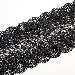 black stretch lace trim for sewing, elastic lace for lingerie and bra making