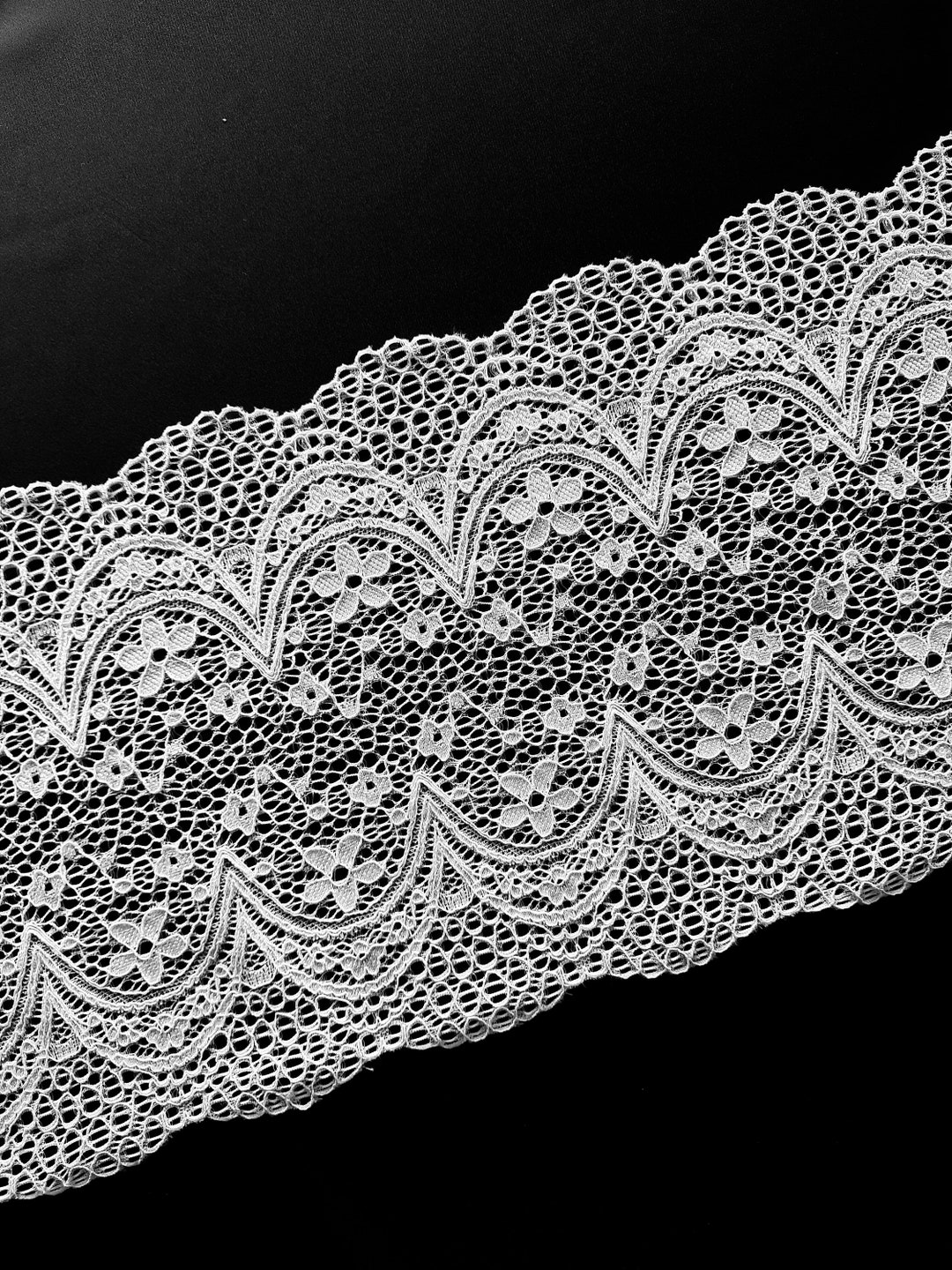 White Stretch Lace Trim for Sewing, Elastic Lace for Lingerie and Bra