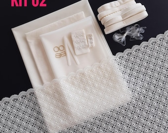 antique white (off white) bra + panty sewing kit