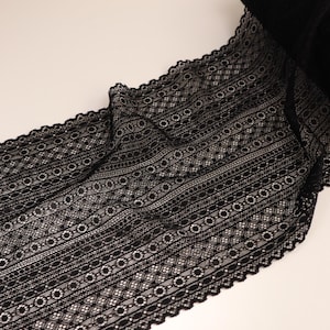stretch lace trim black color for sewing lingerie, lace for bra making