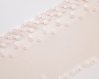 2 m ミラーセット刺繍チュールレース、ランジェリー用ベージュ/ホワイトレース、ブラジャー作り用レーストリム