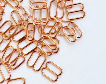2 pcs 3/8" / 10 mm rose gold metal sliders for bra making and lingerie sewing nickel-free
