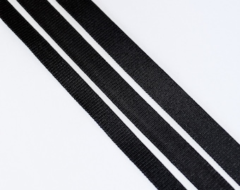 Black Bra Strap Elastic, OEKO-TEX Certified for Lingerie, 10/12/15mm Sizes (Sold by 2 Meters)