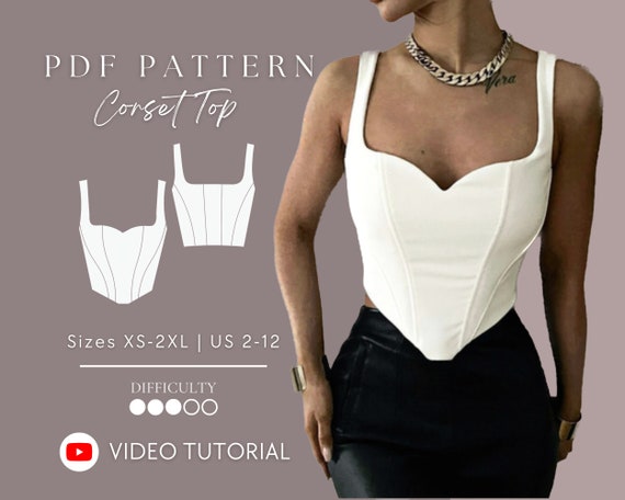 Korsett Top Sweetheart Bustier Pdf Schnittmuster Größen XS-2XL US 2-12 -  .de