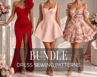 BUNDLE 3 Dresses Pdf Sewing Pattern Sizes XS-2XL | US 2-12