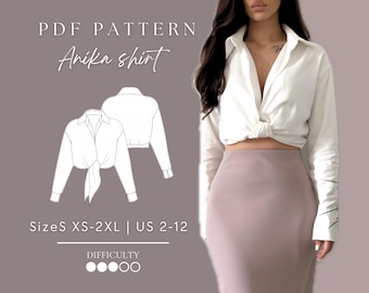 Satin Shirt | Top Pdf Sewing Pattern Sizes XS-2XL | US 2-12