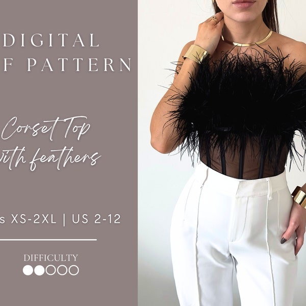 Feather Corset Top Pdf sewing pattern Size XS-2XL | US 2-12