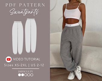 Sweatpants with hidden pockets Pdf Sewing Pattern Sizes XS-2XL | US 2-12
