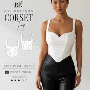Korsett-Top mit Herzausschnitt – PDF-Schnittmuster, Größen XS–2XL | US 2–12