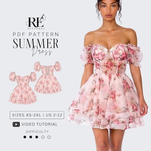Ruffle Summer Dress Pdf Sewing Pattern Sizes XS-2XL | US 2-12