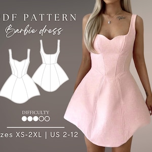 Barbie dress | Tweed dress Pdf Sewing Pattern Sizes XS-2XL | US 2-12