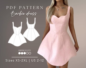 Barbie dress | Tweed dress Pdf Sewing Pattern Sizes XS-2XL | US 2-12