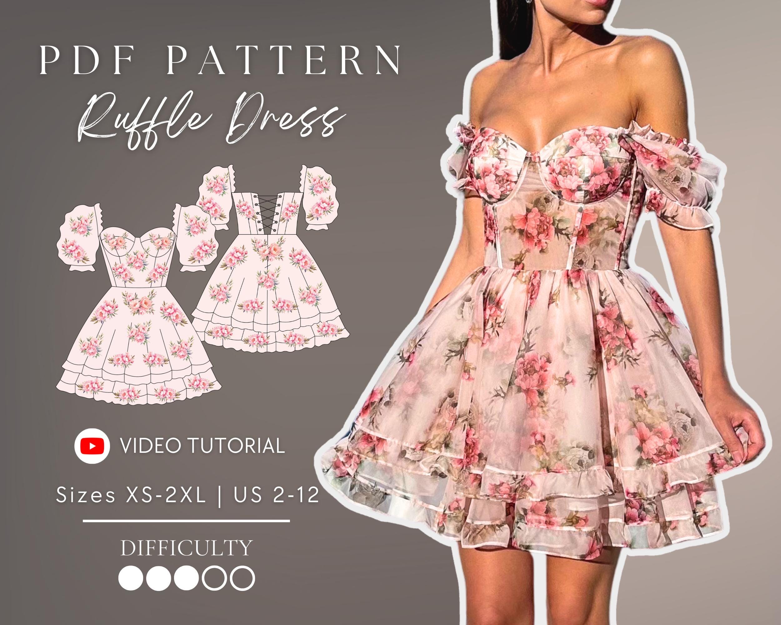 Ruffle Summer Dress Pdf Sewing Pattern Sizes XS-2XL | US 2-12