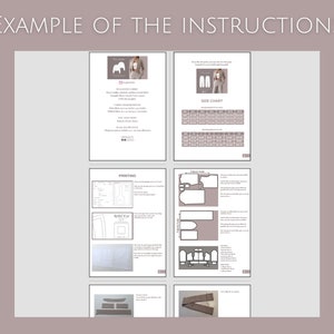 May include: A sewing pattern for a pair of pants with a cropped length. The pattern includes instructions for printing, cutting, and sewing the pants. The pattern is for sizes XS to XL.