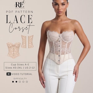 Bustier Corset Top Pdf Sewing Pattern, Lace Corset