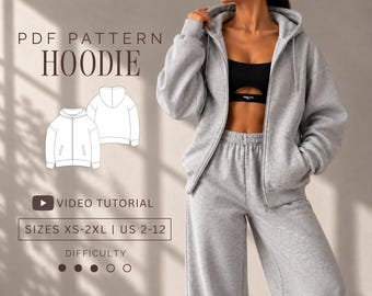 Hoodie | Sweatshirt Pdf Sewing Pattern Sizes XS-2XL | US 2-12