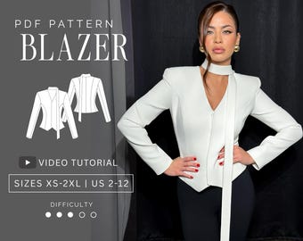 Blazer Pdf Sewing Pattern Sizes XS-2XL | US 2-12