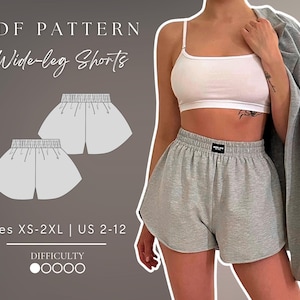 Wide leg Shorts | Sweatshorts Pdf Sewing Pattern Sizes XS-2XL | US 2-12