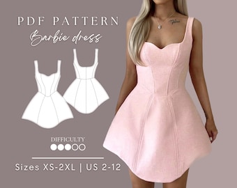 Barbie dress | Tweed dress Pdf Sewing Pattern Sizes XS-2XL | US 2-12