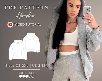 Hoodie | Sweatshirt Pdf Sewing Pattern Sizes XS-2XL | US 2-12