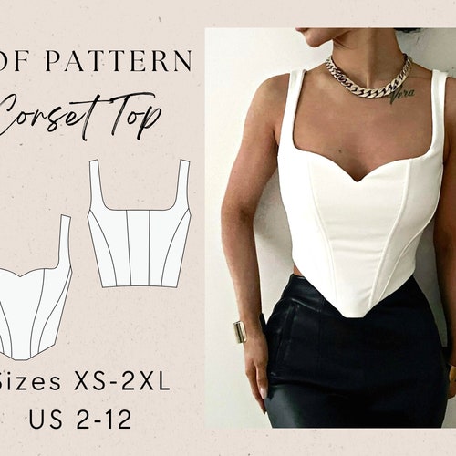 Corset Top Sweetheart Bustier Pdf Sewing Pattern Sizes XS2XL Etsy