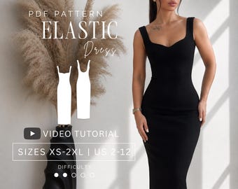 Sweetheart Elastic Summer Dress Pdf Sewing Pattern Sizes XS-2XL | US 2-12