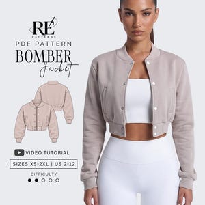 Bomberjack | Varsityjack | Sweatshirt (pdf-naaipatroon) Maten XS-2XL | US 2-12