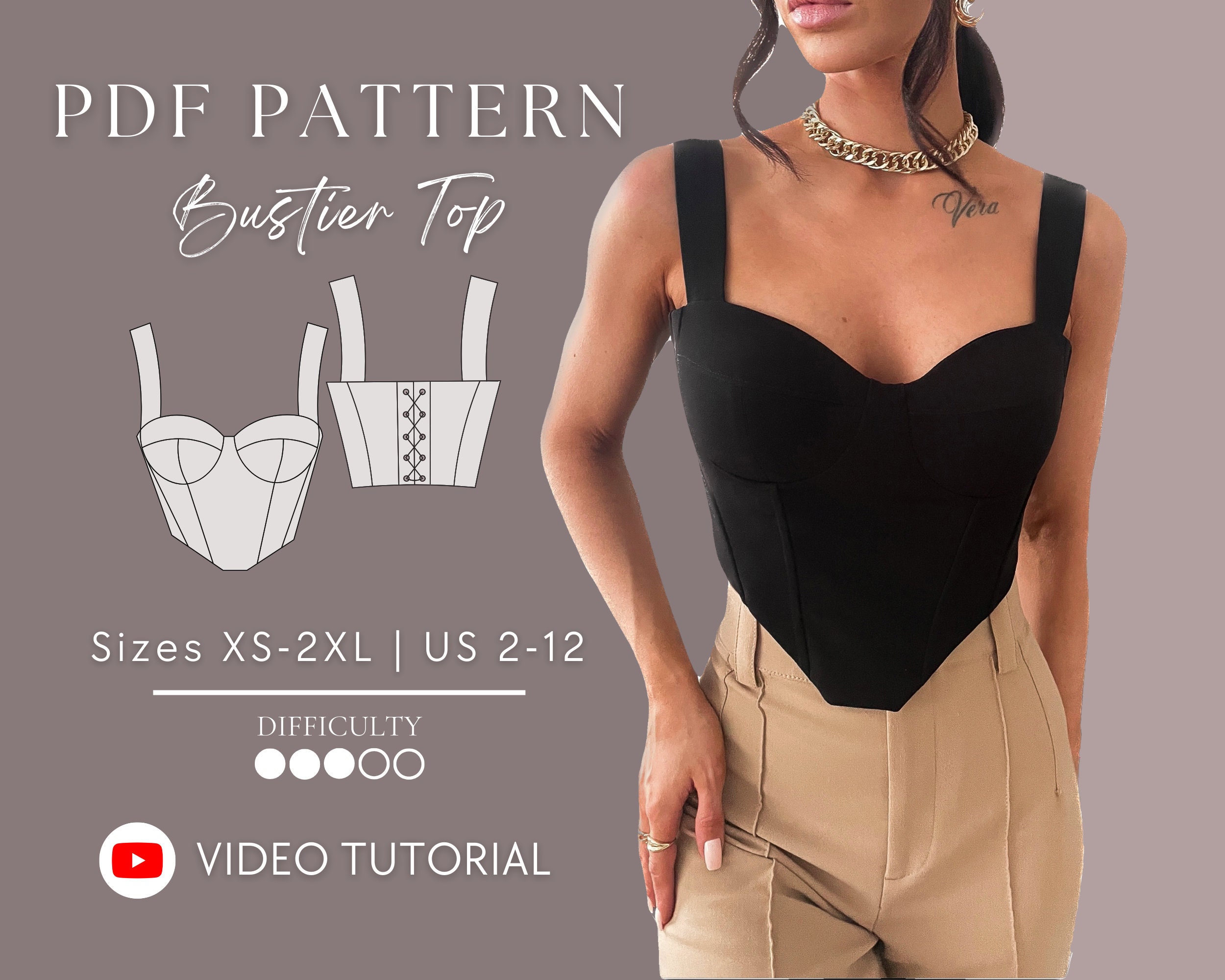 Bustier Corset Top PDF Sewing Pattern Sizes XS-2XL US 2-12 -  Canada