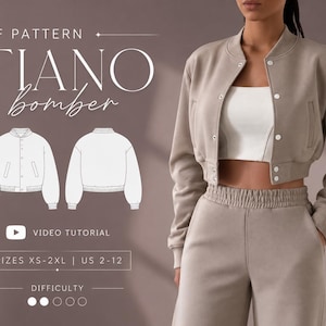 Bomber jacket | Varsity jacket | Sweatshirt Pdf Sewing Pattern Sizes XS-2XL | US 2-12