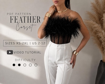 Feather Corset Top Pdf sewing pattern Size XS-2XL | US 2-12