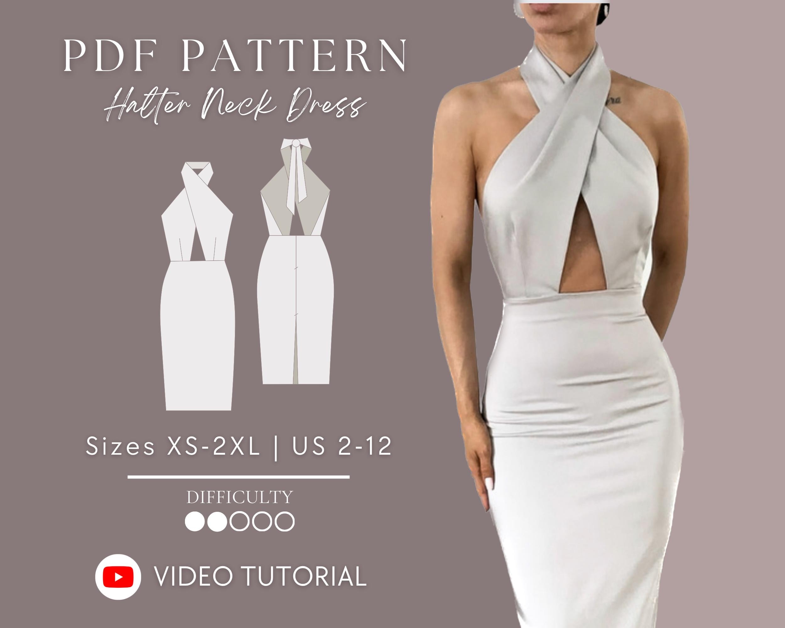 Cross Over Halter Neck Dress PDF Sewing Pattern Sizes XS-2XL | US 2-12 -  Etsy