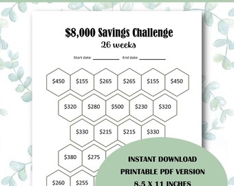 8,000 Savings Challenge in 26 weeks