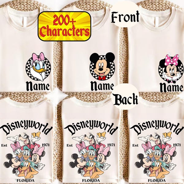 Custom Disney WORLD Florida Family Trip T-Shirt, Sweatshirt:  Disney All Characters Shirt, Mickey and Friends Group Matching Tee,