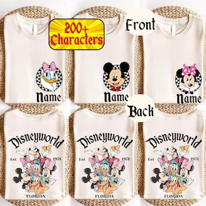 Custom Disney WORLD Florida Family Trip T-Shirt, Sweatshirt:  Disney All Characters Shirt, Mickey and Friends Group Matching Tee,