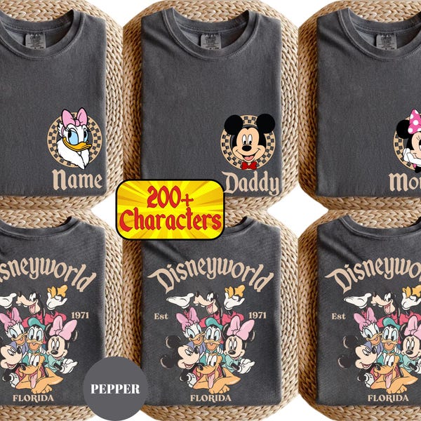 Custom Comfort Colors DisneyWORLD Florida Family Trip Shirt: Mickey and Friends Group Tees, Disney All Characters Matching Shirt, Unisex Tee