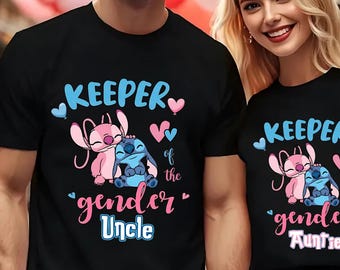 Custom Gender Reveal Shirt: Team Stitch & Angel, Pink or Blue