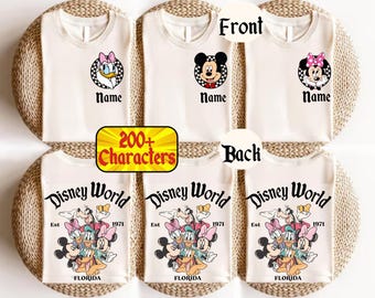 Camiseta personalizada de DisneyWORLD Florida, camiseta de viaje familiar de Disney, camiseta de todos los personajes de Disney, camiseta de Mickey y sus amigos, camiseta de grupo, camiseta a juego de Disney