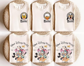 Camiseta personalizada de DisneyWORLD Florida, camiseta de viaje familiar de Disney, camiseta de todos los personajes de Disney, camisetas grupales, camiseta a juego de Disney, camiseta de Mickey y sus amigos