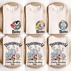 Camiseta personalizada de DisneyWORLD Florida 2026, camiseta de vacaciones familiares de Disney, camiseta de todos los personajes de Disney, camiseta de Mickey y sus amigos, camiseta de grupo de Disney a juego imagen 10