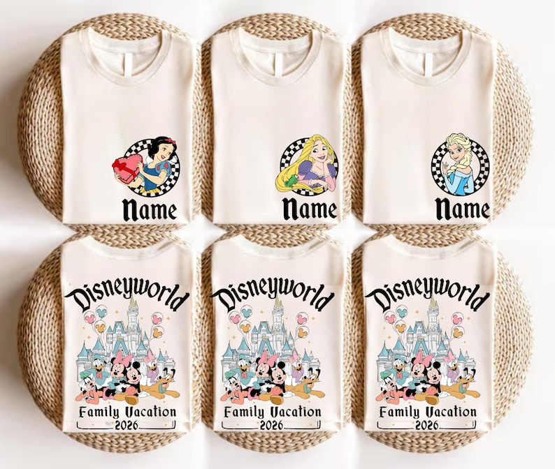 Camiseta personalizada de DisneyWORLD Florida 2026, camiseta de vacaciones familiares de Disney, camiseta de todos los personajes de Disney, camiseta de Mickey y sus amigos, camiseta de grupo de Disney a juego imagen 10