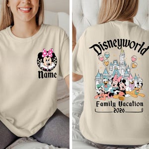 Camiseta personalizada de DisneyWORLD Florida 2026, camiseta de vacaciones familiares de Disney, camiseta de todos los personajes de Disney, camiseta de Mickey y sus amigos, camiseta de grupo de Disney a juego imagen 7