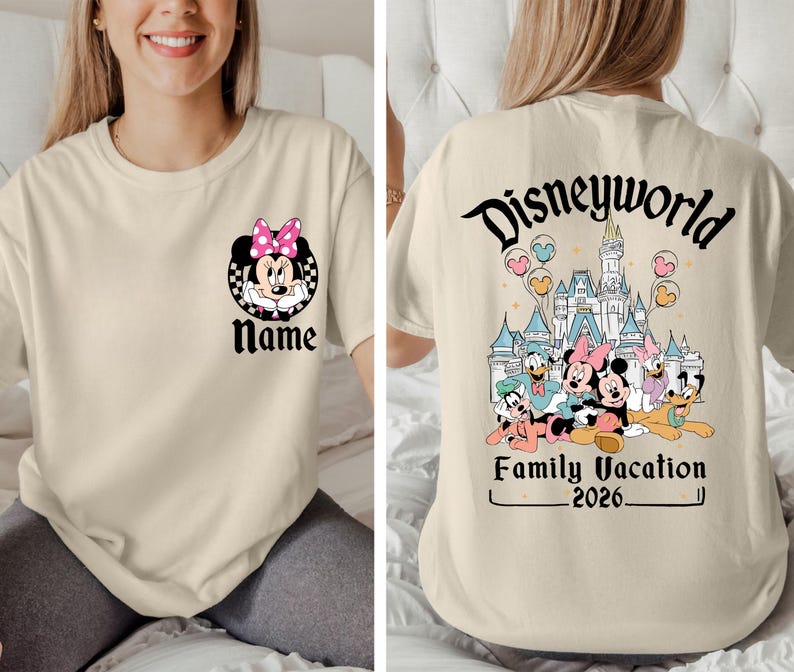 Camiseta personalizada de DisneyWORLD Florida 2026, camiseta de vacaciones familiares de Disney, camiseta de todos los personajes de Disney, camiseta de Mickey y sus amigos, camiseta de grupo de Disney a juego imagen 7