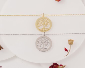 Sterling Silver Tree of Life Necklace, Dainty Tree of Life Pendant, Gold Tree of Life Charm, Family Tree Necklace, Mother's Day Necklace