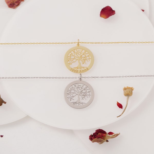 Sterling Silver Tree of Life Necklace, Dainty Tree of Life Pendant, Gold Tree of Life Charm, Family Tree Necklace, Mother's Day Necklace