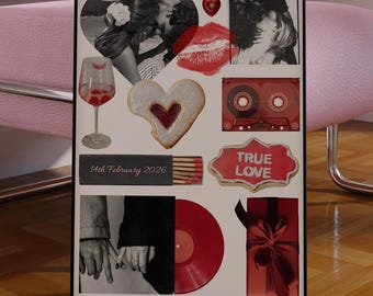 Editable Matchbook Template | Valentine's Day Gift for Boyfriend or Girlfriend | Custom Couple Matchbox Poster | Anniversary Wall Art