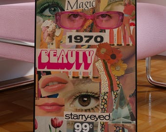 Editable Vintage Matchbook Template | RETRO 70s Magazine Scrapbook Print | Customisable Wall Art