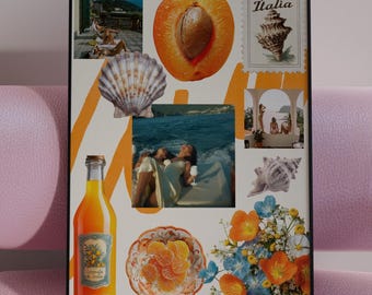 Editable Matchbook Template | Italy Amalfi Coast Mediterranean | Custom Matchbox Poster | Orange Beach Wall Art