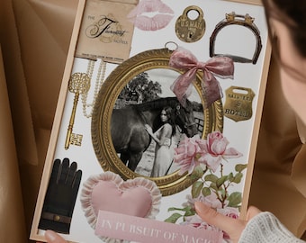 Matchbox Print Soft Pink Coquette| Horse Girl Aesthetic | Vintage Pony Club | Wall Art | Editable Template