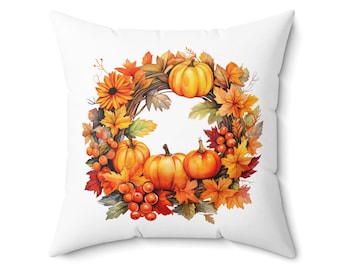 Autumn Fall Leaves Throw Pillow – Seasonal Home Decor, Cozy Accent Cushion
