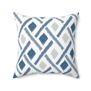 Blue Ikat Throw Pillow, Blue Boho Throw Pillow, Blue-gray Throw Pillow, Accent Throw Pillow, Aesthetic Throw Pillow, Abstract Throw Pillow